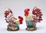 Appletree Design A Day In The Country Rooster Salt and Pepper Set, 4-1/2-Inch, 4-3/8-Inch
