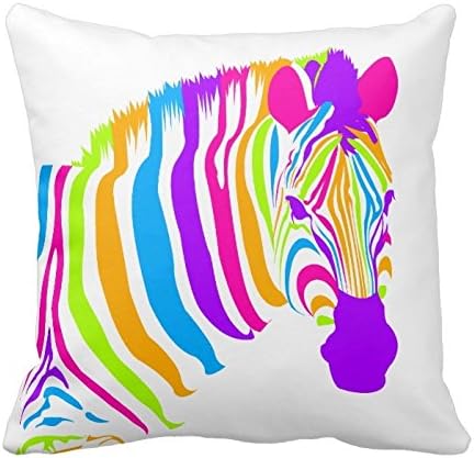 Generic Custom Pillow Cover Cotton 18 X 18 Twin Sides Zebra Color Burst Throw Pillowcase
