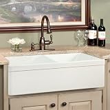 33 Baldwin Double Bowl Fireclay Farmhouse Kitchen Sink - Biscuit
