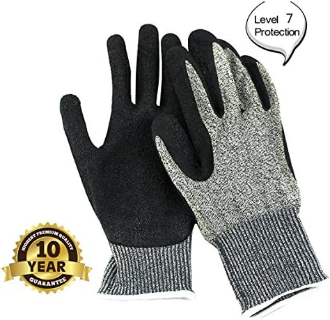 Cut Resistant Gloves Food Grade Highest Performance Knife Scissors Hands &amp; Body EN388 Level 7 Protection Kitchen Work Safety Hand Protector(Large)