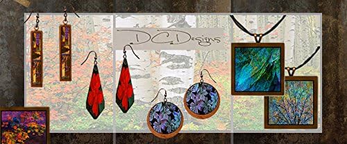 DC Designs Handmade Glowing Purple Dahlia 18" Pendant Necklace with Matching Dangle Earrings Set DA17PN-LE