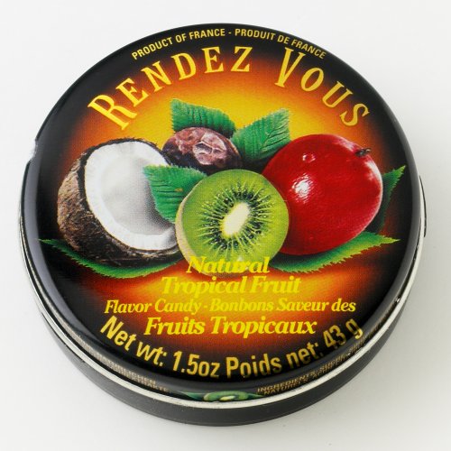Rendez Vous Tropical Fruit All Natural Hard Candy, 1.5-Ounce. Round Tins (Pack of 24) by Hard Candy