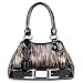 Schandra Satchel Faux Leather with Textured Strips and Silvertone Hardware