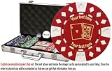 Custom Poker chip Set: Ace King image & your custom text on both sides of the chips. 300 11.5 gram chip w/case & more.