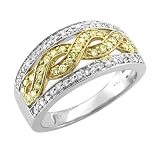 14k Two Tone Gold White and Yellow Diamond Anniversary Ring / Band, Size 7 (HI, SI,-I, 0.46 carat)