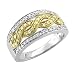 14k Two Tone Gold White and Yellow Diamond Anniversary Ring / Band, Size 7 (HI, SI,-I, 0.46 carat)