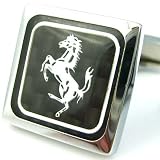 Silver Square Ferrari Carbon Fiber Back Ground Cufflinks Cuff Links