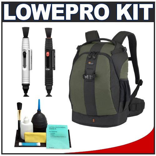 Image of Lowepro Flipside 400 AW Digital SLR Camera Backpack (Pine Green) + Accessory Kit for Canon EOS 7D, 5D Mark II III, 60D, Rebel T3, T3i, Nikon D3100, D3200, D5100, D7000, D800, A35, A55, A57, A65, A77 Digital SLR Cameras