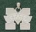 Mississippi State Bulldogs Giant 1 1/2 W x 1 1/4 H M State Pendant - 14KT Gold Jewelry