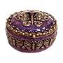 Purple Oval Butterfly Trinket Box