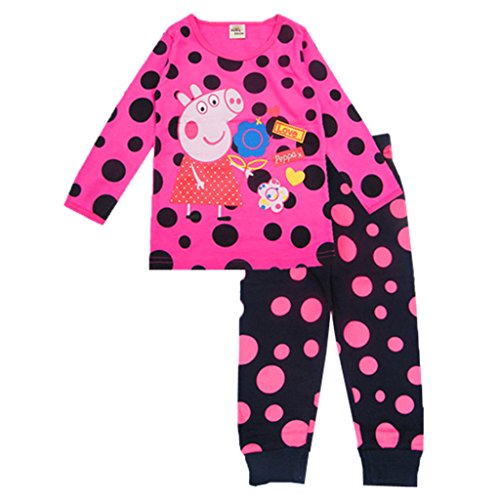 Baby Girls Peppa Pig 2 Piece Long Sleeve Jersey Nightwear Cute Pjs Set(1-7Years)