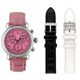 Sartego Unisex Watch with 108 Diamond Bezel Pink Dial Leather Band by Sartego
