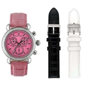 Click here to buy Sartego Unisex Watch with 108 Diamond Bezel Pink Dial Leather Band by Sartego.