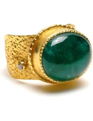 18kt Yellow Gold Diamond Pave 13.10ct Emerald Ring Vintage Style Jewelry for Christmas