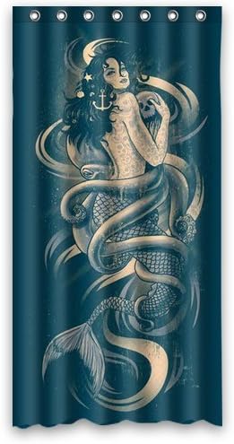 Custom Retro Vintage Mermaid Art Waterproof Bathroom Shower Curtain 36(w) x 72(h) inches