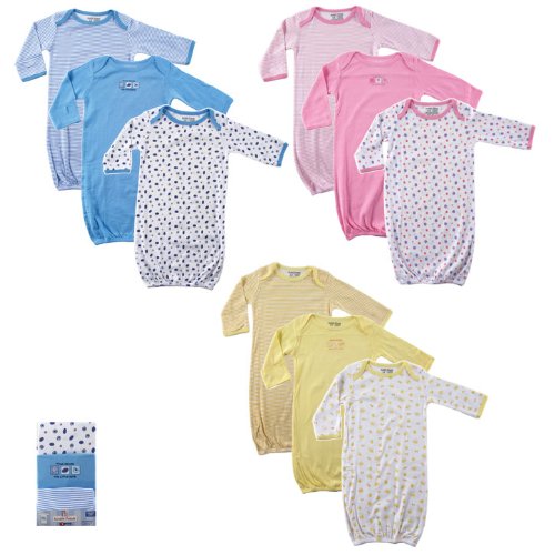 3-Pack Rib Knit Infant Gowns