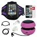Premium Purple Gym Running Sport Armband + 3 packs of Screen Protector + White USB Wall and Car Charger Adapter + Pink Mini Hamburger + 3.5mm Audio Extension Cable 6 feet + RCA Cable 6 feet for Apple iphone 3G 3GS 8GB 16GB 32GB