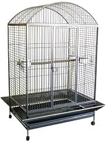 Brand New Parrot Bird Wrought Iron Cage Dome-Top On Wheels 40x30x69