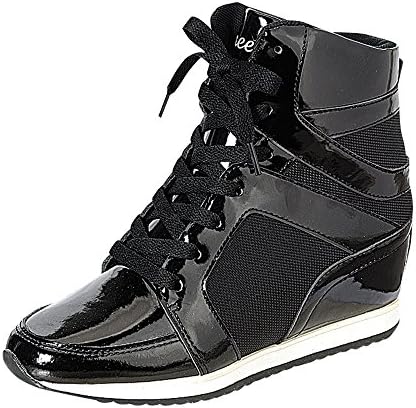 Reneeze KELLY-02 Womens Hidden Wedge Fashion Sneaker - BLACK