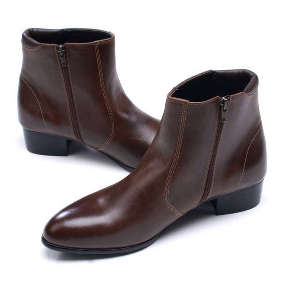 Galleon EpicStep Men's Brown High Top Dress Formal Casual Leather Shoes Zip Ankle Boots 9 M US