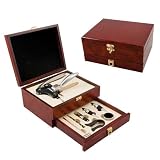 Picnic Time Cabernet 8 Pc. Wine Access. Boxed Set w/ Rosewood Inlay (Dark Burled Wood)