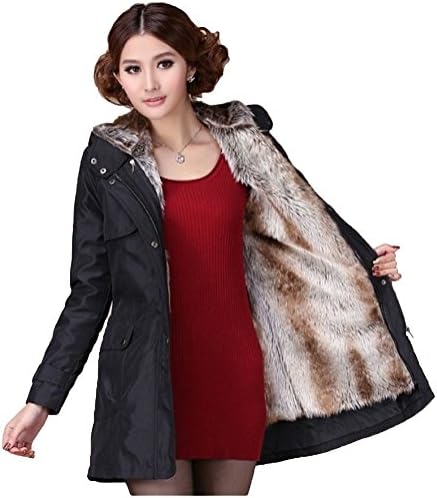 Elain Women Thicken Warm Winter Coat Hood Parka Overcoat Long Jacket Outwear (M, Black)