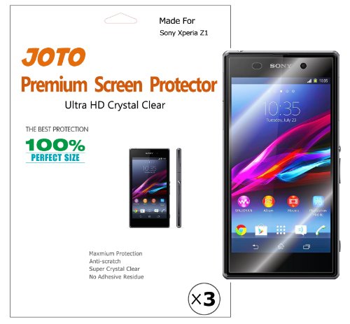 JOTO Premium Screen Protector -- Sony Xperia Z1 (Honami) Ultra Crystal Clear (Invisible) Screen Film Shield with Lifetime Replacement Warranty (3 Pack)