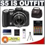 Canon PowerShot S5 IS 8.0 Megapixel Digital Camera with 12x Optical Zoom + High Speed USB 2.0 SecureDigital (SD) Card Reader + (4) - 2700mAh AA NiMH Rechargeable Batteries w/5 Hour 110-220v Charger + Digital Camera Case