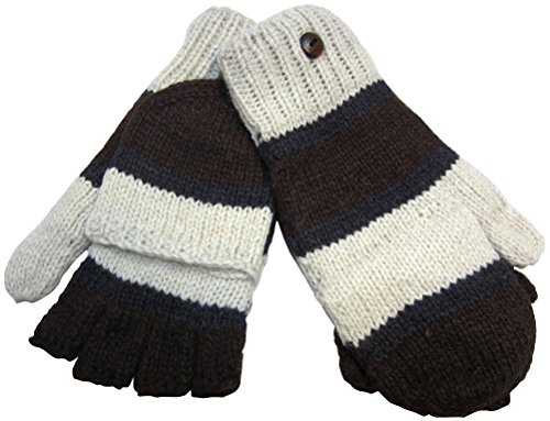 Alpaca Men's Wool Fleece Lined Texting Fingerless Hooded Gloves Mittens 4 iPhone