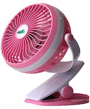 Jidian Portable Battery Operated Rechargeable Clip on USB Desk Fan with 360 Degree Adjust Large Airflow and Ultra Quietness,Pink