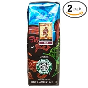 Starbucks Ground Coffee, Sumatra, 16-Ounce Bags (Pack of 2)