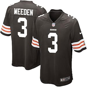Cleveland Browns #3 Brandon Weeden Game Brown Men Jersey(X-Large)