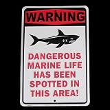 Shark Tooth Teeth Bite Attack Warning Sign Dangerous Marine Life Beach Plaque