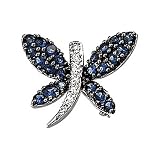 14K White Gold Sapphire and Diamond Butterfly Brooch