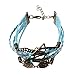 Doinshop Infinity Love Heart Pearl Friendship Antique Leather Charm Bracelet (light blue)