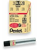 Pentel Super Hi-Polymer Lead Refill, 0.5mm Fine, 2B, 144 Pieces of Lead (C505-2B)