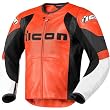 Icon Overlord Prime Men's Leather Sportsbike Motorcycle Jacket - Orange