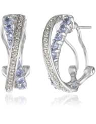 Sterling Silver Tanzanite and Diamond Crossover Earrings (1/10 cttw, GHI Color, I3 Clarity)