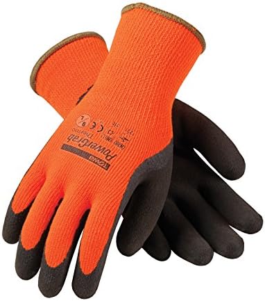 PowerGrab Thermo 41-1400/L Hi-Vis Seamless Knit Acrylic Terry Glove with Latex Micro Finish Grip on Palm and Fingers