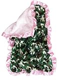 Patricia Ann Designs Camo Indulgence Blanket - Pink Chenille with Pink Satin Ruffle - 4'x6'