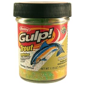 Click here to buy Gulp Natural Garlic Scent Trout Dough Fishing Bait.