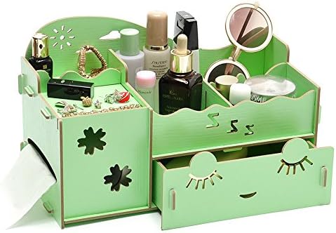 Creative Desk Organiser Office Desk Storage Boxes Lady Jewellery Storage Boxes Long Eyelash Shy Girl Desk Organiser Drawers (Small) (Green)