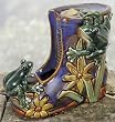 Garden Boot Frogs Porcelain Tabletop Water Fountain