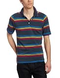 Original Penguin Men's Short Sleeve Stripe Polo Shirt, Midnight Navy, Large