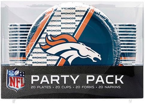 Denver Broncos Party Supplies Pack - 20 place settings of cups, plates, napkins and forks