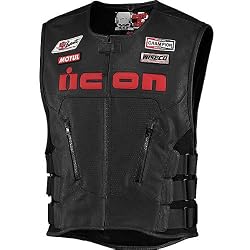 Icon Regulator Death Or Glory Men's Leather Street Bike Racing Motorcycle Vest - Black