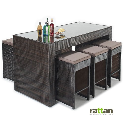 Rattan Bar Set with 6 Stools - Outdoor Garden All Weather Furniture - Full Size Fully Assembled Set top Garden Furniture product Rattan Bar Set with 6 Stools - Outdoor Garden All Weather Furniture - Full Size Fully Assembled Set picture