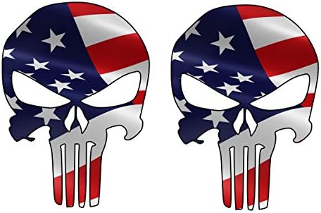 Punisher American Flag Skull Decal 10 Inches - 2 pack