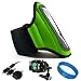 Green SumacLife Moisture Resistant Neoprene Hardcore Workout Armband for Samsung Brightside / Samsung Galaxy Y Pro DUOS / Samsung Galaxy Y DUOS / Samsung GALAXY S WiFi 4.2 / Samsung Galaxy S Blaze 4G (Samsung SGH-T769) + Universal Windshield Phone Mount + SumacLife TM Wisdom Courage Wristband