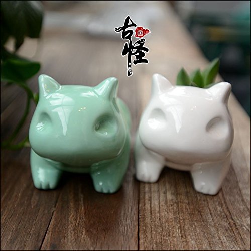 Everyday Better Life Anime Japanese Pikachu Pokemon Bulbasaur Nintendo Game Home Decorative Ceramic Art Vase (Green)